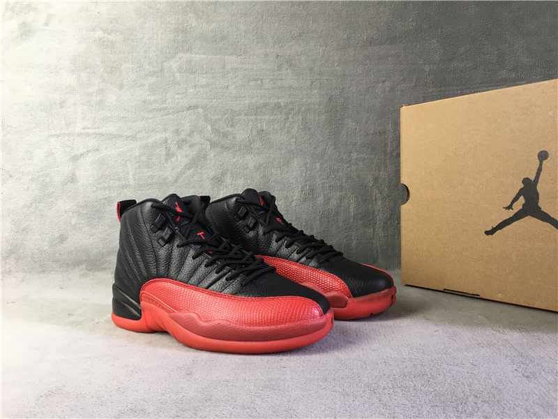 Air Jordan 12 Flu Game Black Red Shoes - Click Image to Close